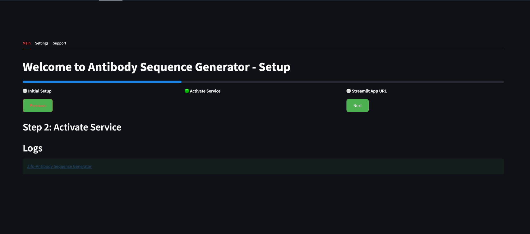 Antibody sequence generator setup