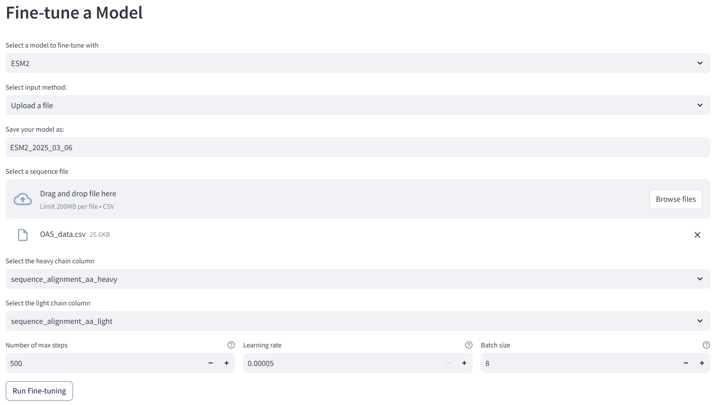 Fine-tune a model one